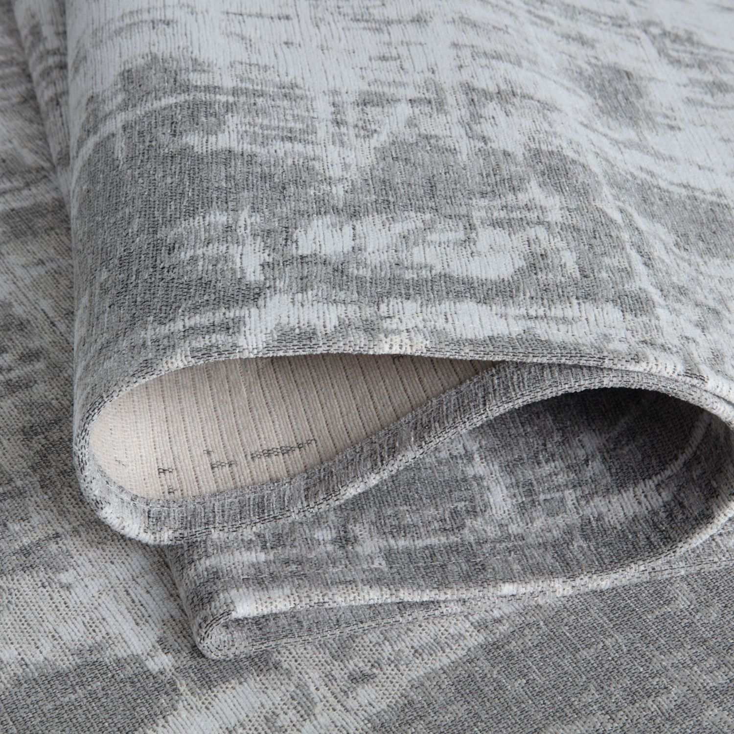 Grey Striped Washable Flatweave Rug