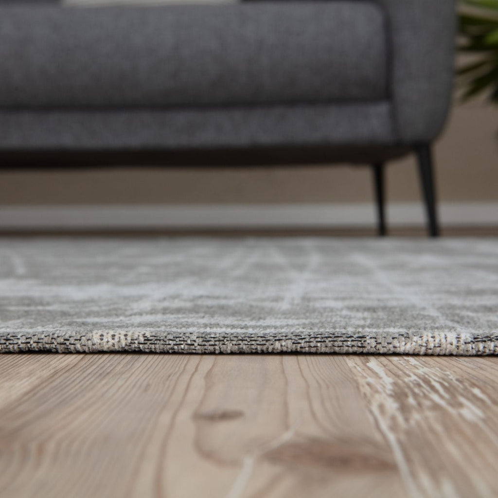 Grey Striped Washable Flatweave Rug