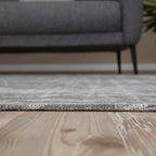 Grey Striped Washable Flatweave Rug