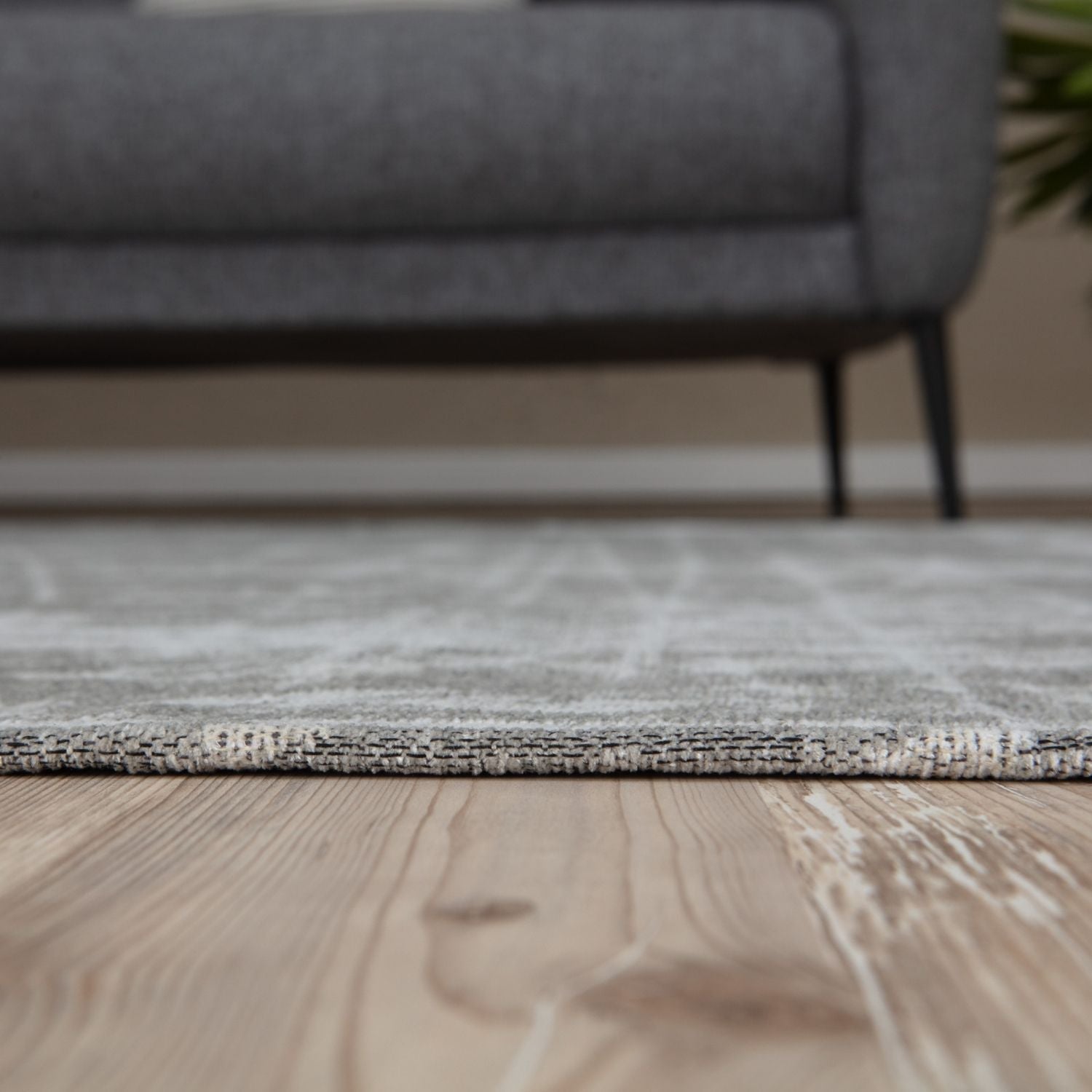 Grey Striped Washable Flatweave Rug