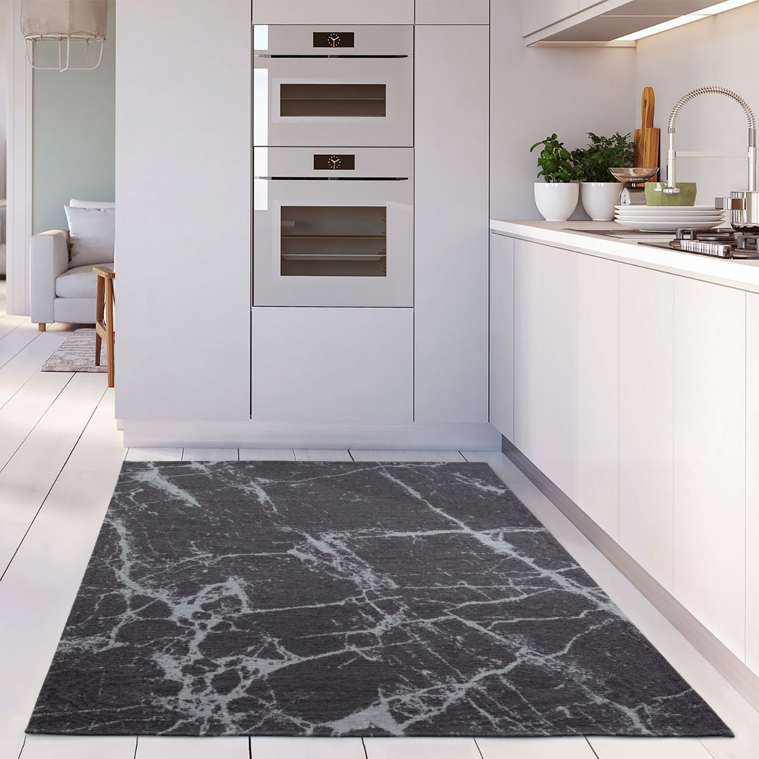 Washable Dark Grey Rug