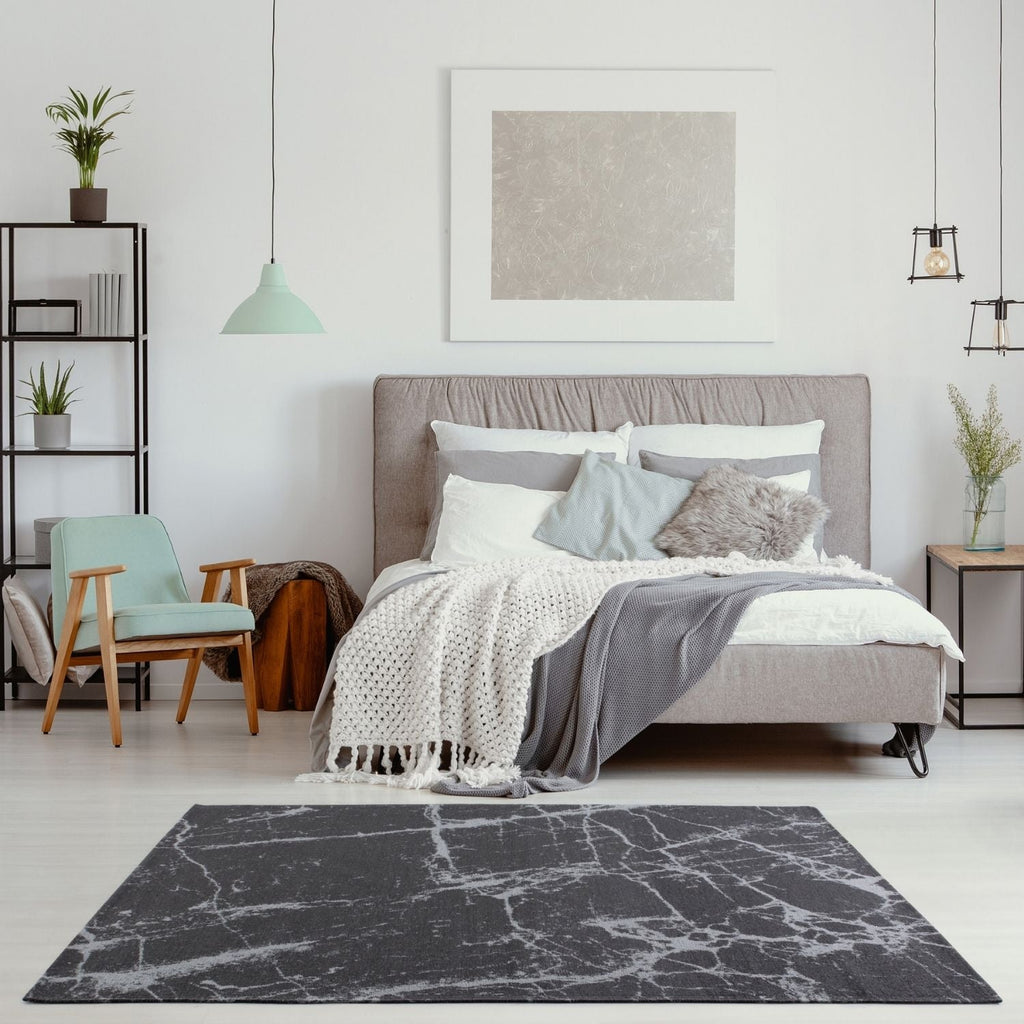 Washable Dark Grey Rug