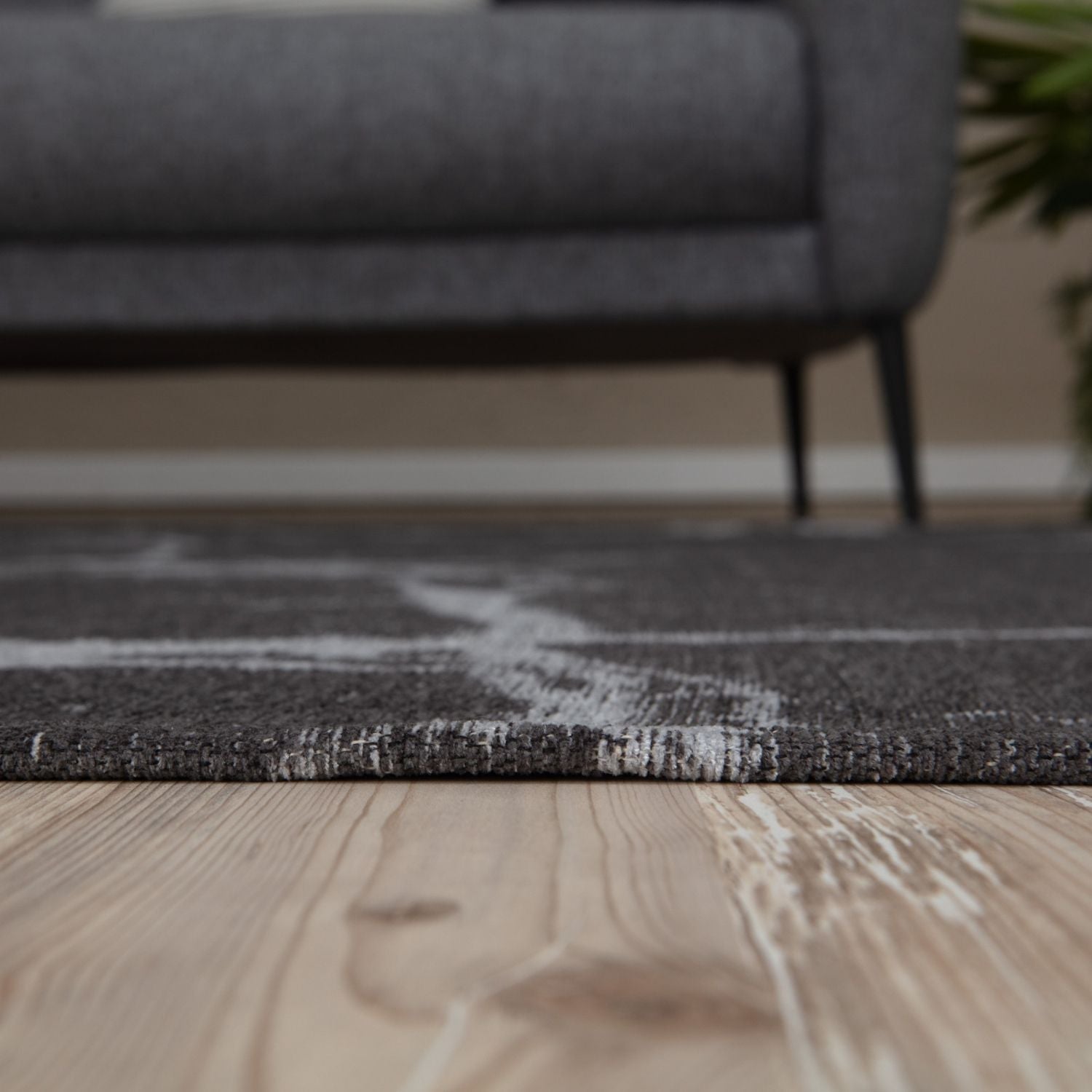 Washable Dark Grey Rug