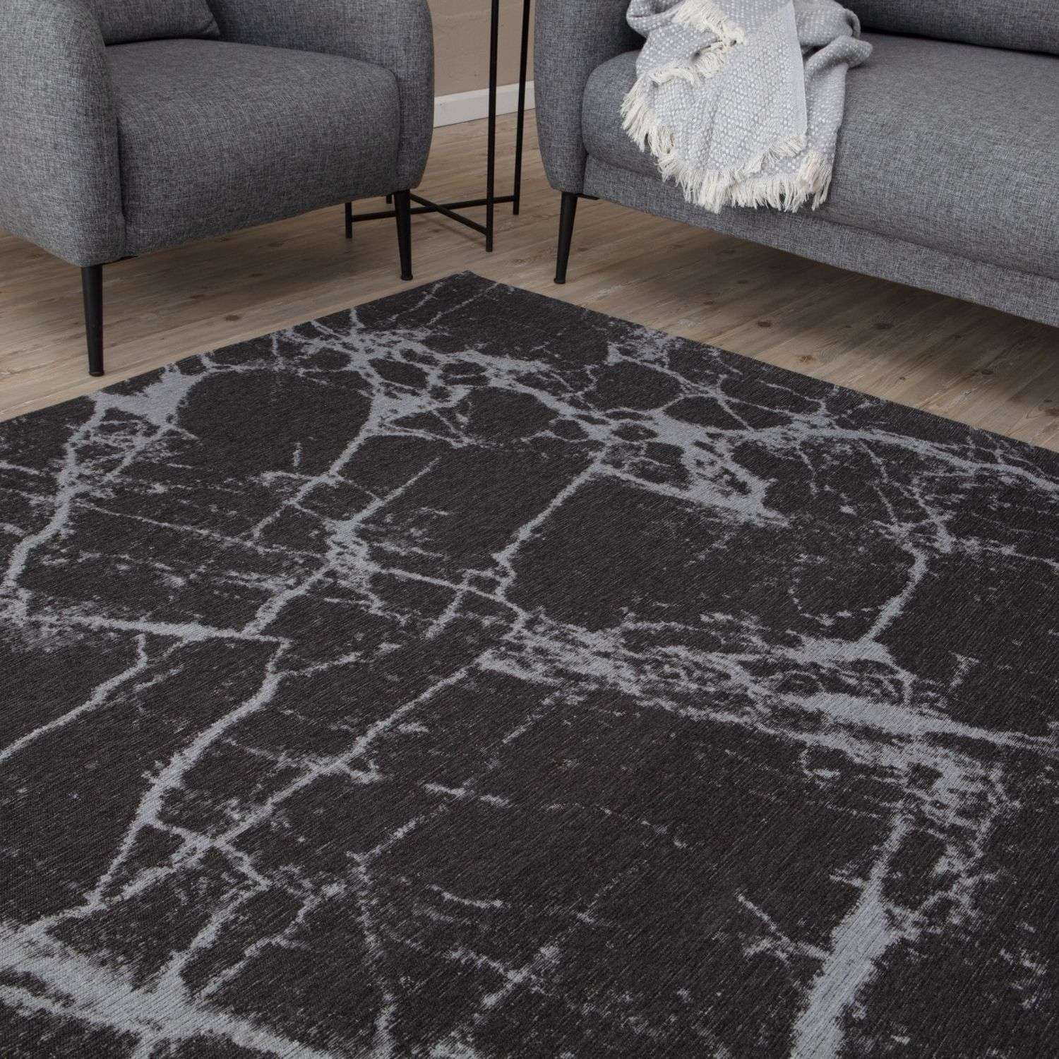 Washable Dark Grey Rug