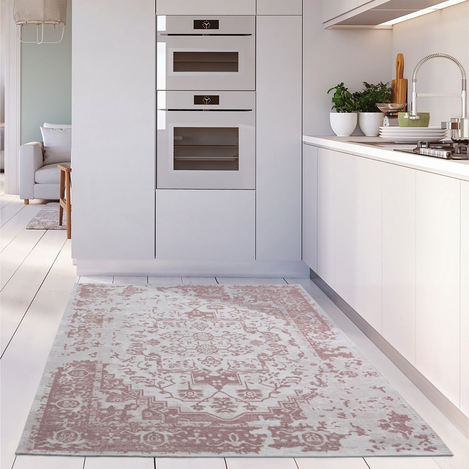 Pink Washable Flatweave Rug
