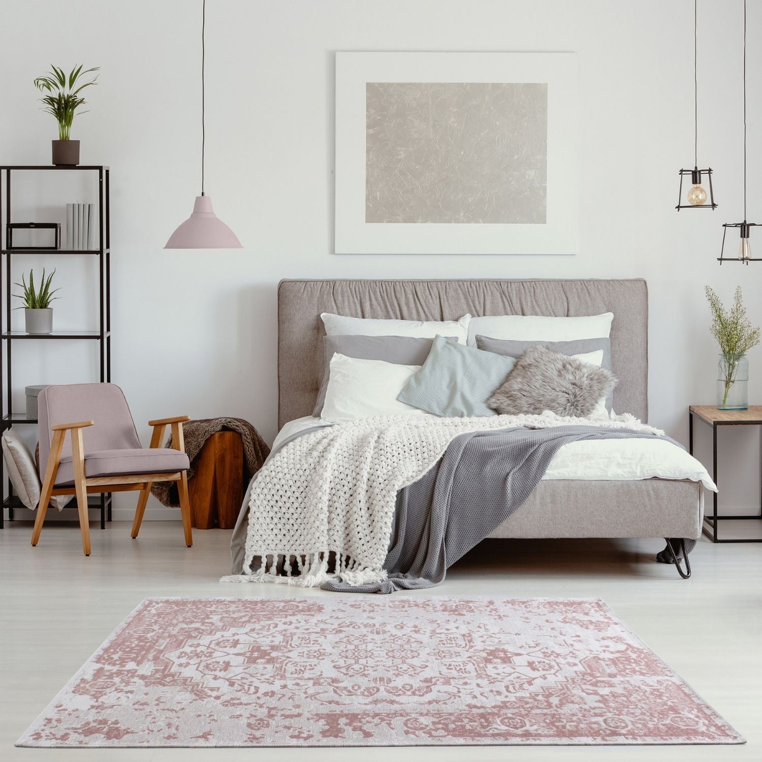 Pink Washable Flatweave Rug