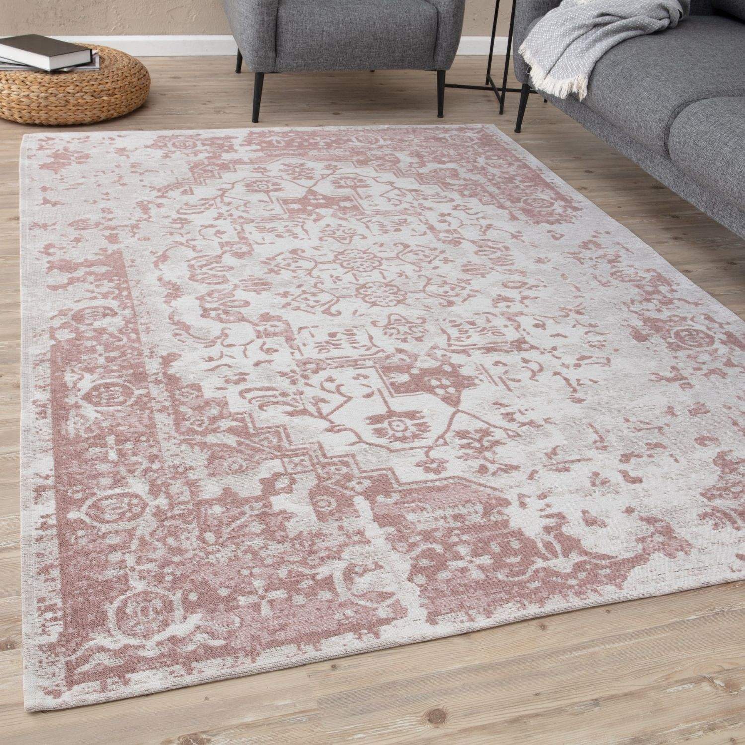 Pink Washable Flatweave Rug