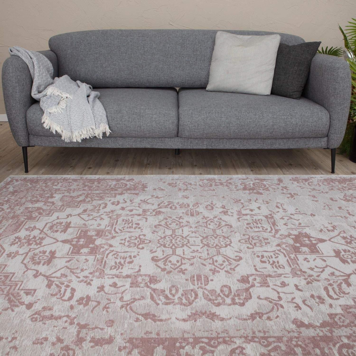 Pink Washable Flatweave Rug