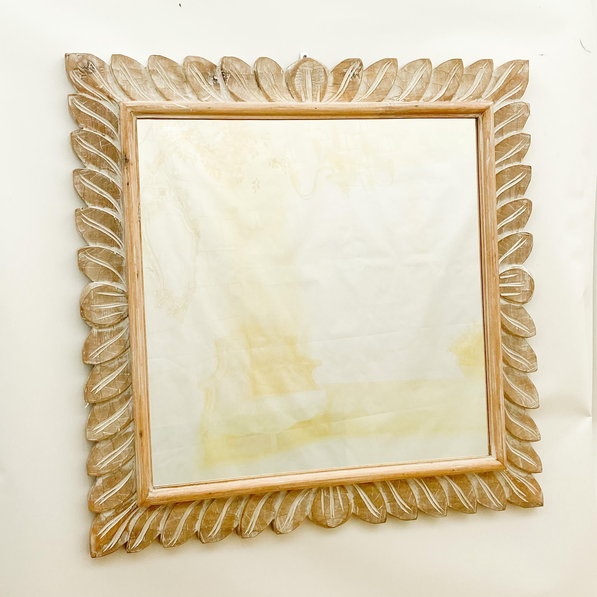 80cm Hand Carved Wooden Mirror
