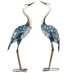 Crane Garden Ornaments, 2 PCS Steel Garden Statue Set Multi-Colour
