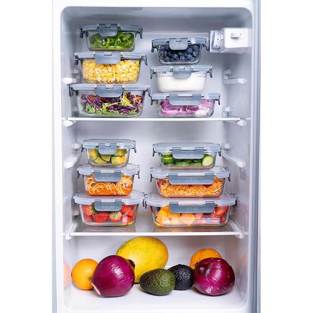 Glass Food Storage Containers with Airtight Lids - Assorted Sizes - 12 PACK
