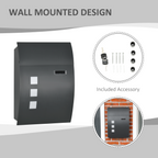Weatherproof Wall Mounted Letter Box Post Box with Keys Anthracite Grey