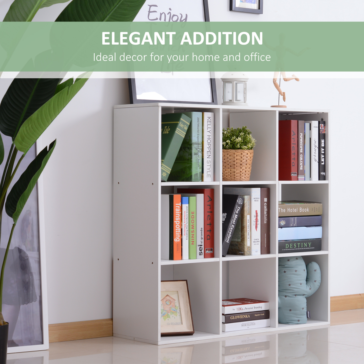 9 Cube Storage Cupboard Bookcase Bookshelf Home Office, White