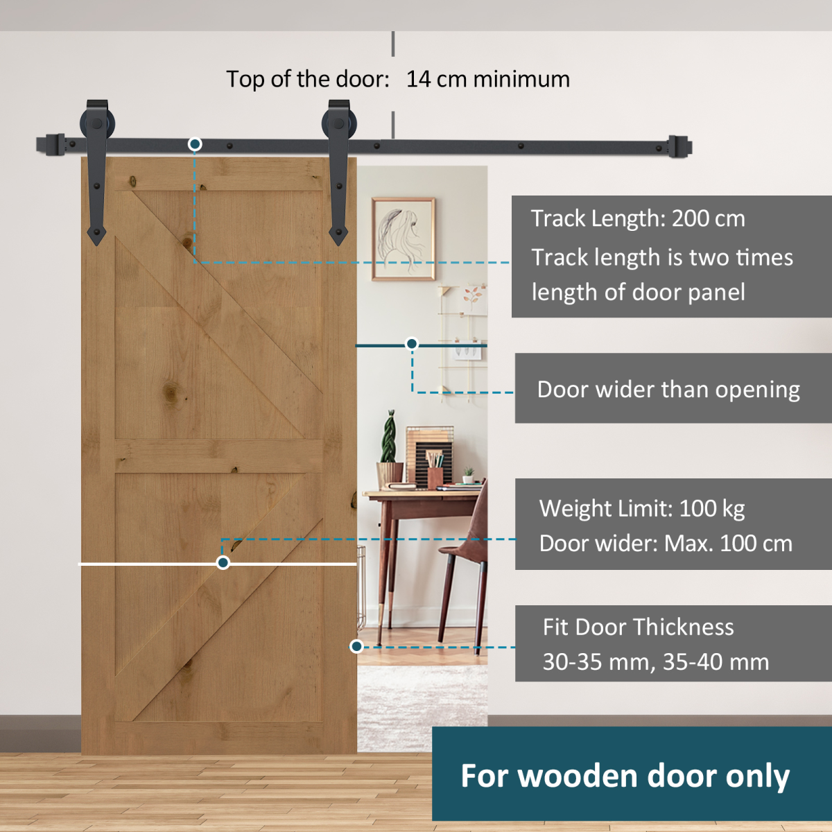 Sliding Wood Barn Door Track System Kit Hardware Set Stainless Steel