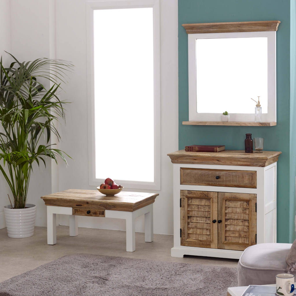 Mirror Frame with Shelf in Solid Mango Wood