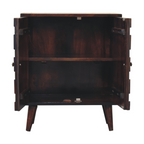 Solid Wood Mini Pineapple Carved Light Walnut Cabinet, Brown, 2 Doors