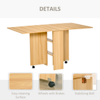 Foldable Dining Table with Storage Shelves for Kitchen, Dining Room