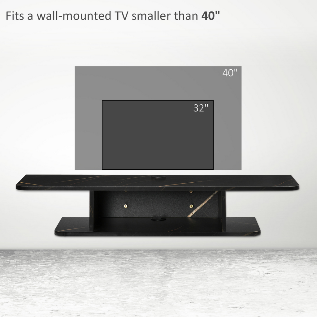 Wall Mounted TV Stand Entertainment Unit with Storage Shelf, Black