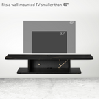 Wall Mounted TV Stand Entertainment Unit with Storage Shelf, Black
