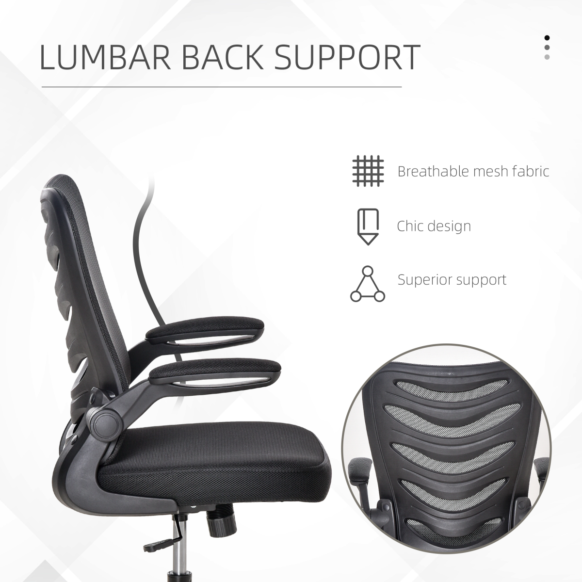 Mesh Office Chair Home Swivel Task Chair, Lumbar Support, Black
