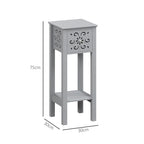 Bedside Table Set, End Table Set with Drawer and Storage Shelf, Grey