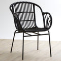 Black Natural Rattan Chair with Raised Sides
