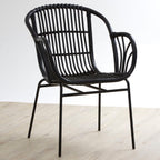 Black Natural Rattan Chair with Raised Sides
