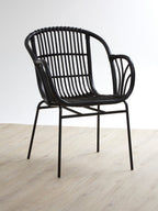 Black Natural Rattan Chair with Raised Sides