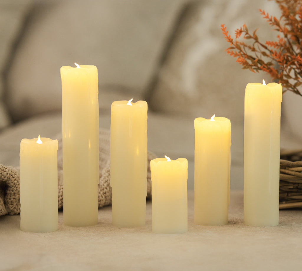 6pc Flameless LED Pillar Candles Ivory Flickering Candle Set