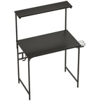 Computer Desk, 80cm Home Office Study Table with Hutch Shelf, Cup Holder, Headphone Hook, Black