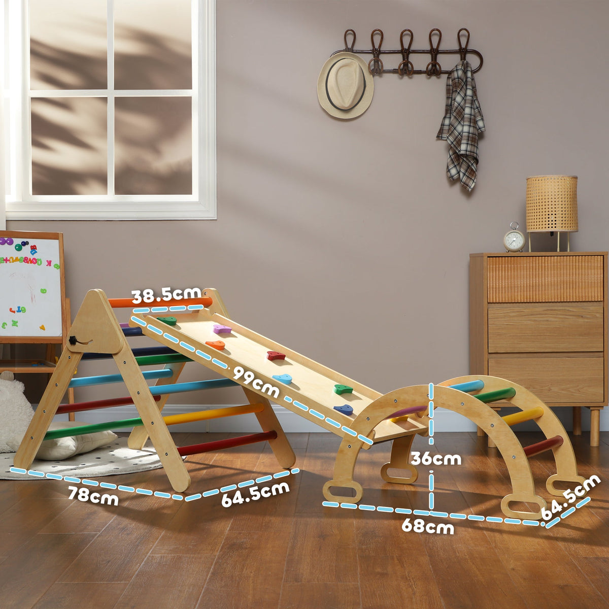 5 in 1 Toddler Climbing Frame with Ramp, Arch, for 18-48 Months
