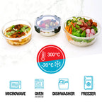 Glass Stackable Round Containers - 950ml 650ml & 400ml - 3 PACK