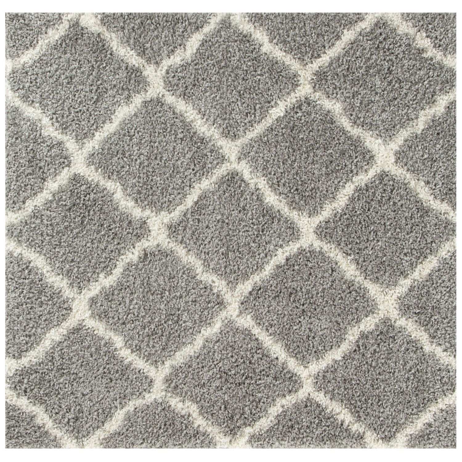 Grey Shaggy Rug 120X120 cm