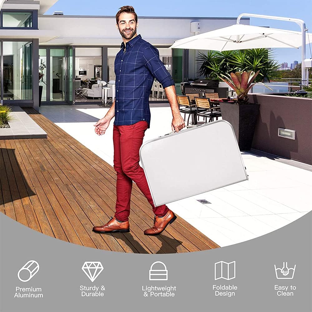 Adjustable Height Folding Table | Aluminium & MDF | 9 Size Options | Indoor & Outdoor