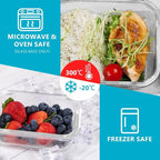Glass Food Storage Containers with Airtight Lids - Assorted Sizes - 12 PACK