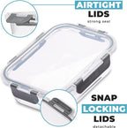 Glass Food Storage Containers with Airtight Lids - Assorted Sizes - 12 PACK