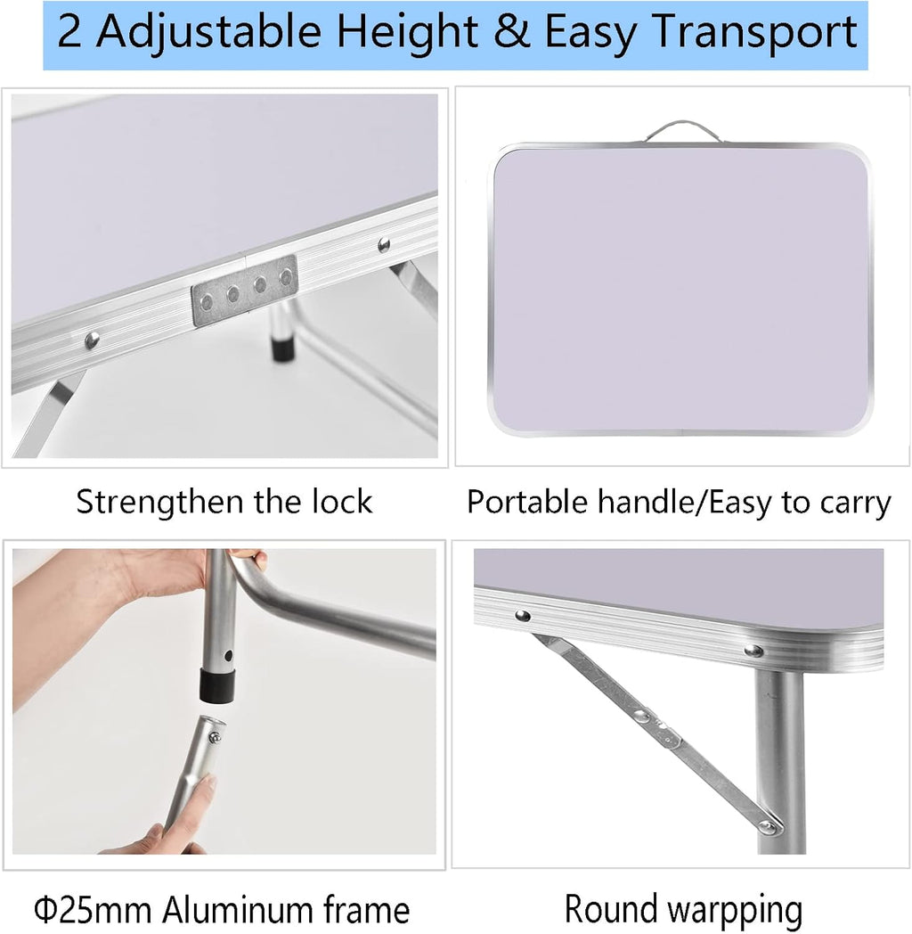 Adjustable Height Folding Table | Aluminium & MDF | 9 Size Options | Indoor & Outdoor