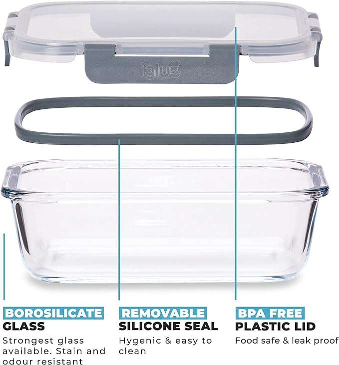 Glass Food Storage Containers with Airtight Lids - Assorted Sizes - 12 PACK