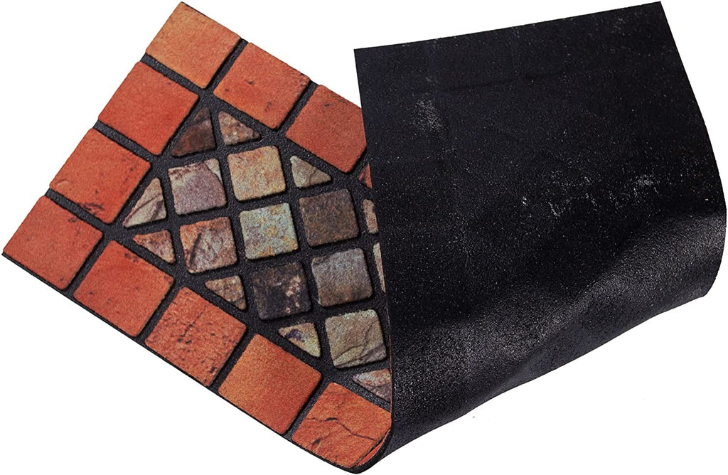 Eco-Friendly Recycled Rubber Step Mat - Red Border