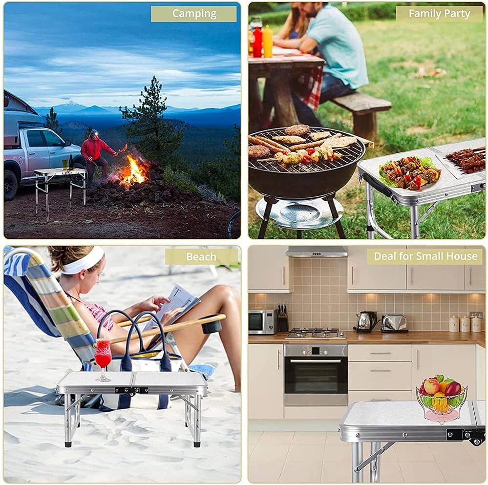 Adjustable Height Folding Table | Aluminium & MDF | 9 Size Options | Indoor & Outdoor