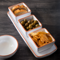 Terracotta Set of 3 Dip Bowls with Tray in White