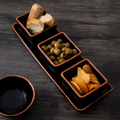 Terracotta Set of 3 Dip Bowls with Tray in Black