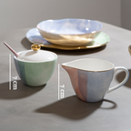 Assorted Pastel Sugar Pot and Creamer