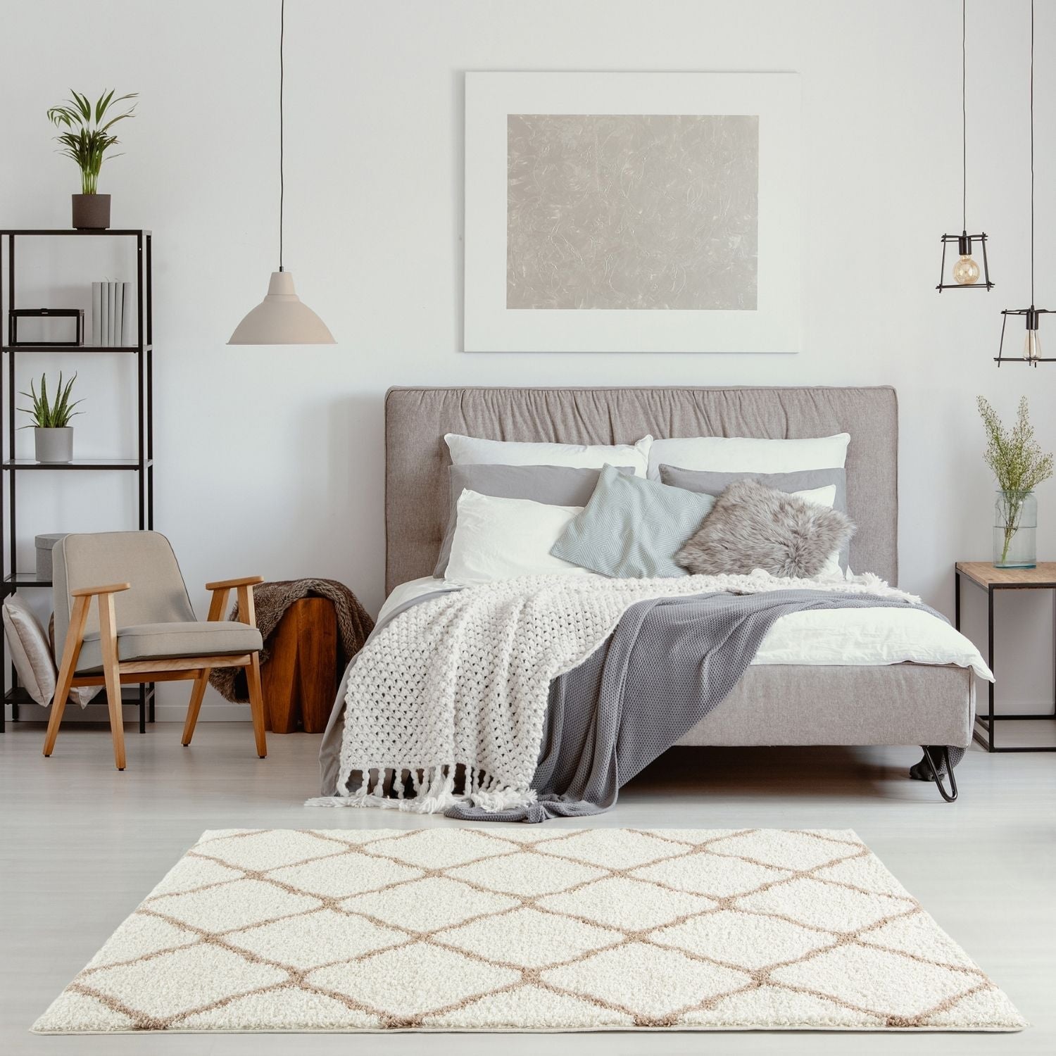 Moroccan Ivory Shaggy Rug