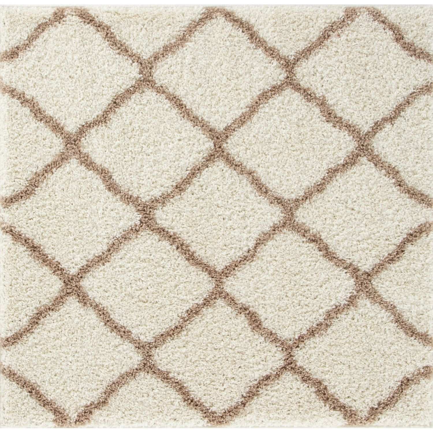 Moroccan Ivory Shaggy Rug 120X120 cm
