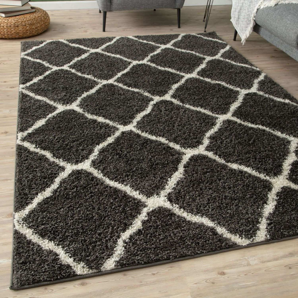 Moroccan Dark Grey Shaggy Rug