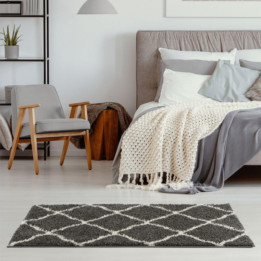 Moroccan Dark Grey Shaggy Rug