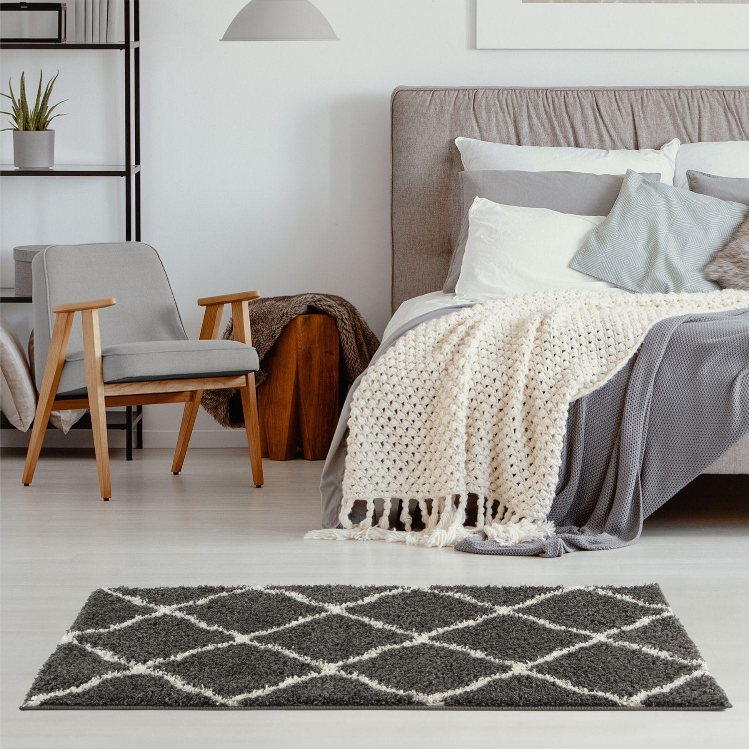 Moroccan Dark Grey Shaggy Rug