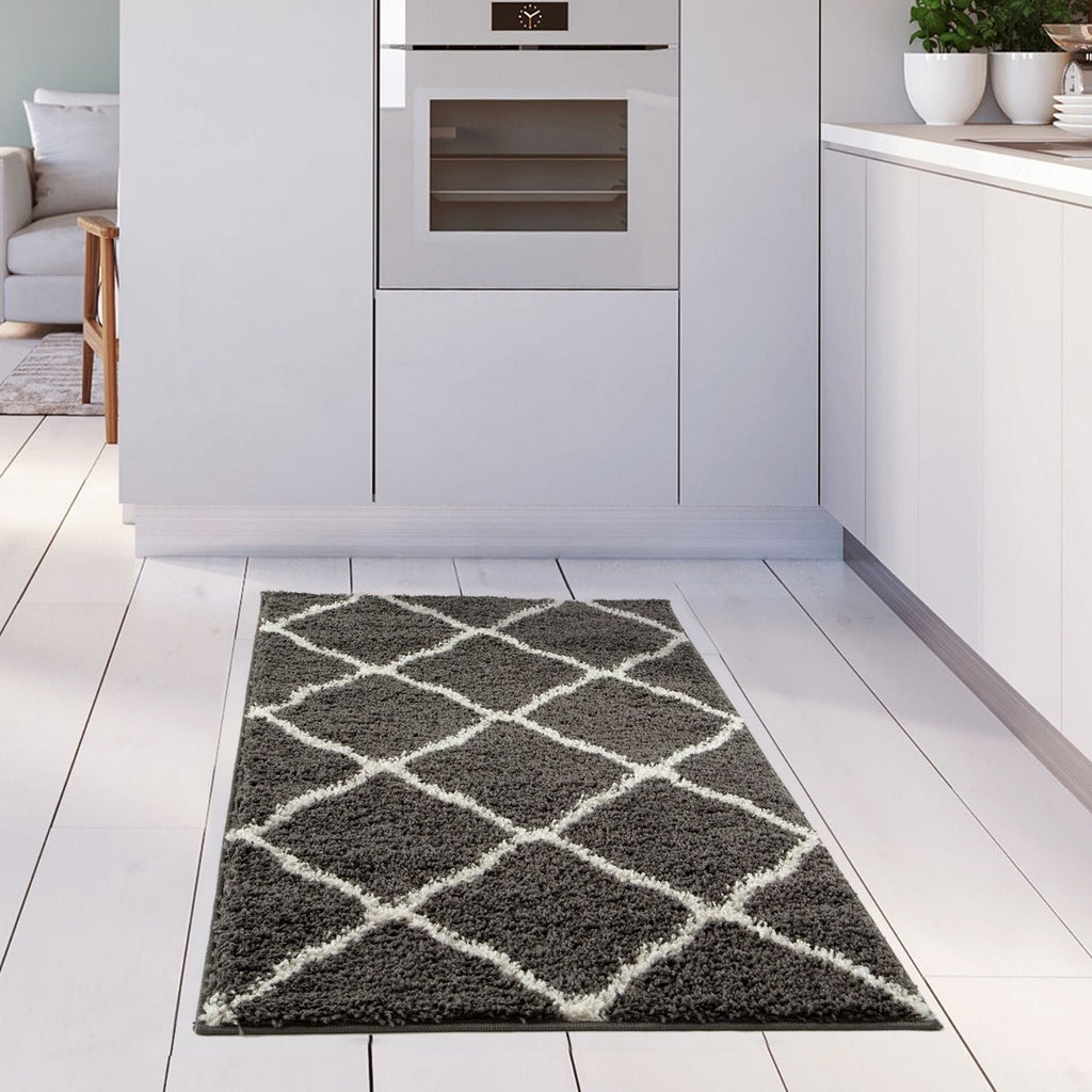 Moroccan Dark Grey Shaggy Rug
