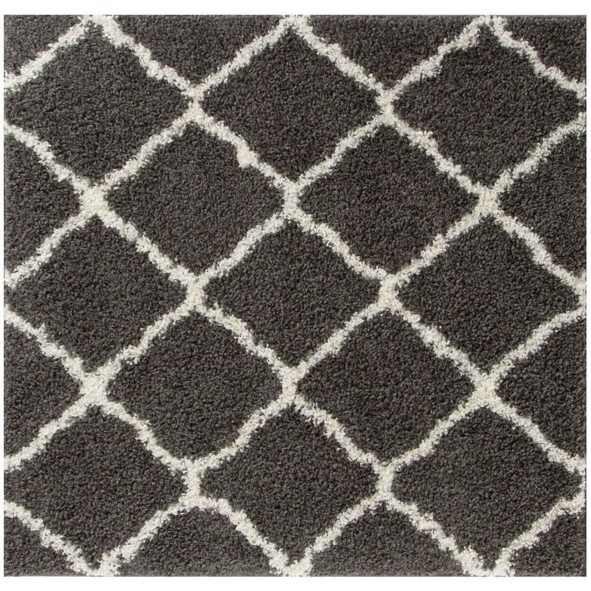 Moroccan Dark Grey Shaggy Rug 120X120 cm